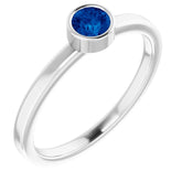 Platinum 4 mm Natural Blue Sapphire Ring